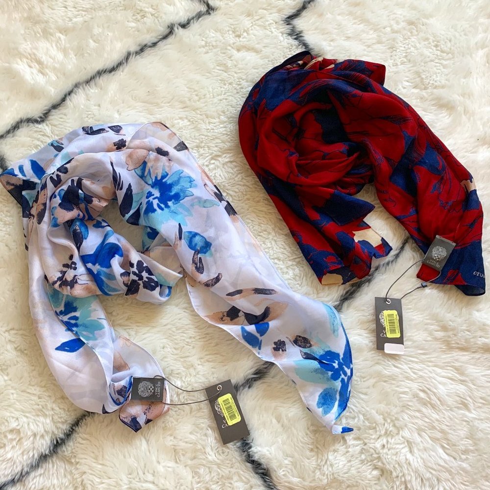 NWT Pair of Vince Camuto Floral Chiffon Scarves